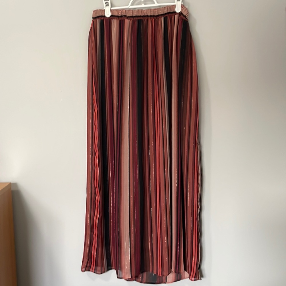 Vertically striped, sheer flowy skirt